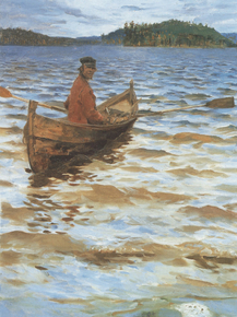 Axel Waldemar Gallen - Rudern ans Ufer, 1891 | Аксели Галлен-Каллела