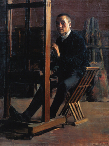 Axel Waldemar Gallen - Self-Portrait at the Easel, 1885 | Аксели Галлен-Каллела