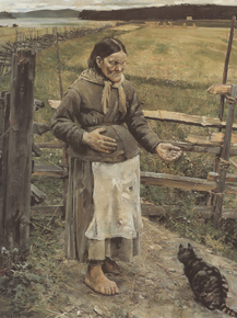 Axel Waldemar Gallen - The Old Woman and the Cat, 1885 | Аксели Галлен-Каллела