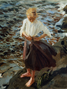 Axel Waldemar Gallen - Windswept Girl, 1893 | Аксели Галлен-Каллела