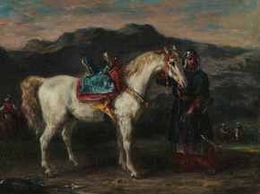 Eugene Delacroix - Circassian Holding a Horse by Its Bridle | Эжен Делакруа
