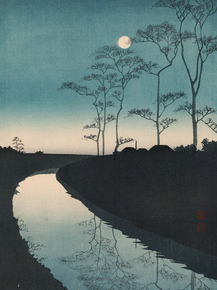 Shoda Koho - A country scene with moon | Сёда, Кохо