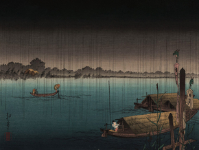 Shoda Koho - River in the rain docked on the sumida river | Сёда, Кохо