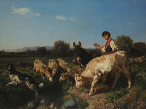 Filippo Palizzi - All'abbeverata. Scena pastorale | Филиппо Палицци