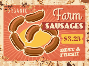 Еда (Коллекция постеров №4) - Farm Sausages Chain | Фермерские колбасы цепь
