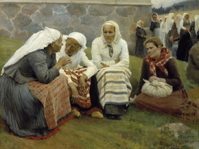 Albert Edelfelt - Women outside the Church at Ruokolahti | Альберт Эдельфельт