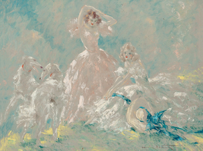 Louis Icart - Two Women & Borzois | Луи Икар