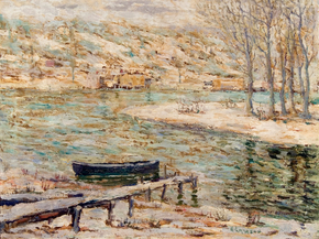 Bruno Liljefors - River Scene–Boat and Trees | Бруно Лильефорс