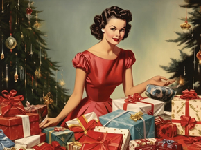 Pin-up девушка с подарками Pin-up девушка с подарками