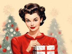 Pin-up девушка с подарками Pin-up девушка с подарками