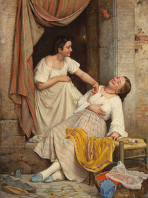 Carl Heinrich Bloch - Two smiling girls | Карл Блох