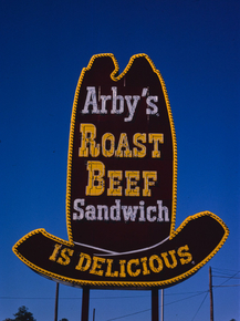 John Margolies | Джон Марголис - Вывеска ресторана Arby's, шоссе 11, Бирмингем John Margolies | Джон Марголис - Вывеска ресторана Arby's, шоссе 11, Бирмингем