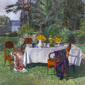 Станислав Жуковский - Перед террасой. Фрагмент