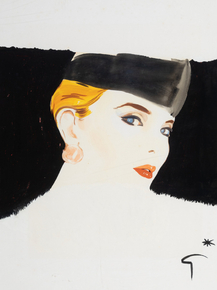 Rene Gruau - The Elegant Catherine Deneuve in a Hat | Рене Грюо
