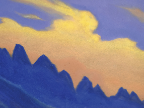 Roerich Nicholas | Рерих Николай - Силуэт синих гор на фоне золотистого облака