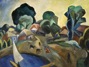 Роберт Фальк - Пейзаж с парусом, 1912 Роберт Фальк - Пейзаж с парусом, 1912