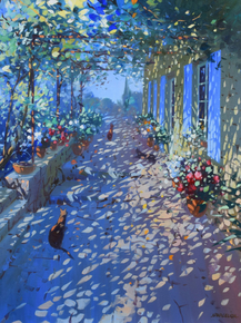 Laurent Parcelier - Un dappled terrace with cats | Лоран Парселье