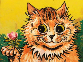 Louis William Wain - A tabby cat holding a rose | Луис Уильям Уэйн