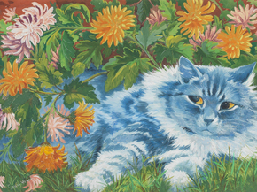 Louis William Wain - Amongst the Chrysanthemums | Луис Уильям Уэйн