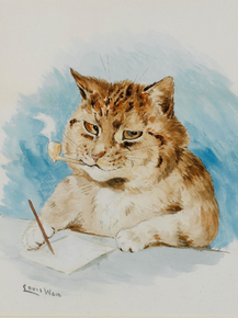 Louis William Wain - Cat writing | Луис Уильям Уэйн