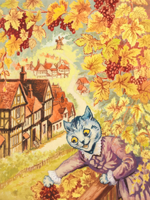 Louis William Wain - Gathering Grapes on the Balcony | Луис Уильям Уэйн