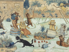 Louis William Wain - Helping Ma in the Garden | Луис Уильям Уэйн