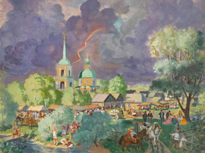Кустодиев Борис - Гроза, 1919