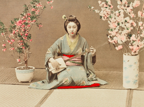 Огава Кадзумаса - Geisha Playing Samisen