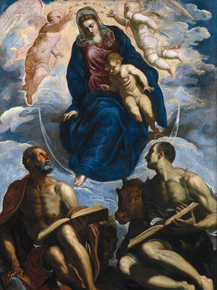 Tintoretto - Mary with the Child, Venerated by Two Evangelists | Тинторетто