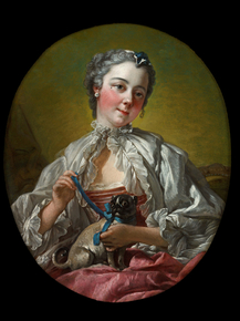 Francois Boucher - A young lady holding a pug dog | Франсуа Буше Francois Boucher - A young lady holding a pug dog | Франсуа Буше