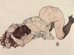 Egon Schiele - Kneeling Girl, Resting on Both Elbows | Эгон Шиле