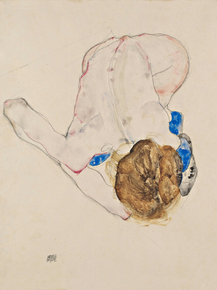 Egon Schiele - Nude with Blue Stockings, Bending Forward | Эгон Шиле - Обнаженная в синих чулках, наклонившаяся вперед