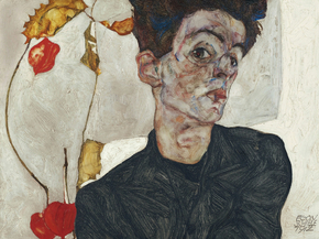 Egon Schiele - Self-Portrait with Chinese Lantern Plant | Эгон Шиле - Автопортрет с физалисом