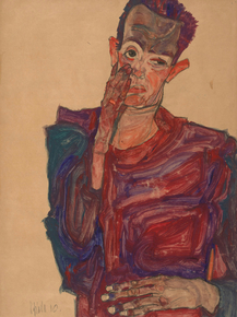 Egon Schiele - Self-Portrait with Eyelid Pulled Down, 1910 | Эгон Шиле