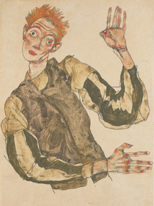 Egon Schiele - Self-Portrait with Striped Armlets | Эгон Шиле Egon Schiele - Self-Portrait with Striped Armlets | Эгон Шиле