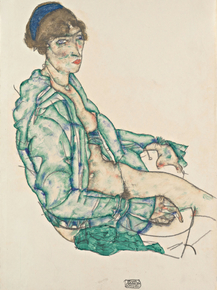 Egon Schiele - Sitting Semi-Nude with Blue Hairband | Эгон Шиле