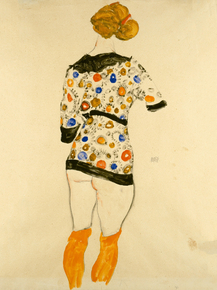 Egon Schiele - Standing Woman in a Patterned Blouse | Эгон Шиле