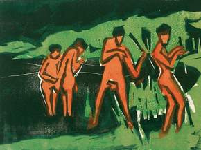 Ernst Ludwig Kirchner - Bathers Throwing Reeds | Эрнст Людвиг Кирхнер
