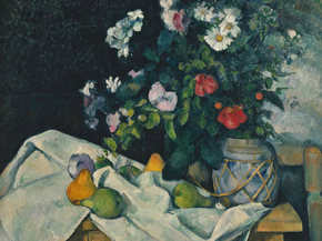 Cezanne Paul | Сезанн Поль - Натюрморт с цветами и фруктами