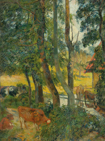 Paul Gauguin | Гоген Поль - Пейзаж в Нормандии. Коровы у корыта
