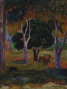 Paul Gauguin | Гоген Поль - Пейзаж со свиньей и лошадью