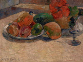 Paul Gauguin | Гоген Поль - Натюрморт с манго и цветком гибискуса