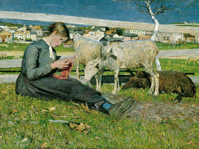 Giovanni Segantini | Джованни Сегантини - Девушка спицами