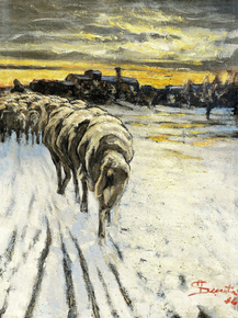 Giovanni Segantini | Джованни Сегантини - Пейзаж с овцами