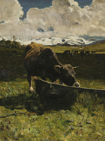 Giovanni Segantini | Джованни Сегантини - Бурая корова у поилки