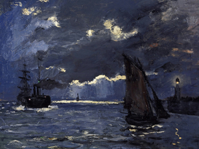 Monet Claude | Клод Моне - Морской пейзаж, судоходство при лунном свете Monet Claude | Клод Моне - Морской пейзаж, судоходство при лунном свете