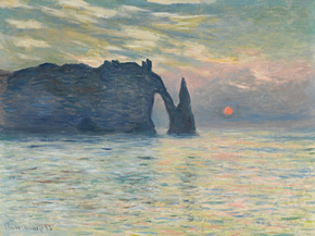 Monet Claude | Клод Моне - Утес, Этрета, Закат