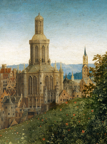 Jan van Eyck | Ян ван Эйк - Поклонение мистическому агнцу, фрагмент церкви