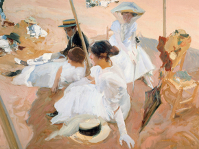 Joaquin Sorolla - Under the awning, on the Beach at Zarauz | Хоакин Соролья