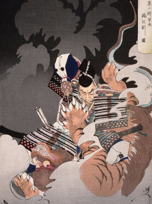 Цукиока Ёситоси - Ii No Hayata Kills the Nue at the Imperial Palace